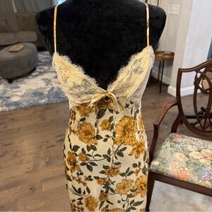 Jessica Simpson Yellow Floral Lace Slip Dress